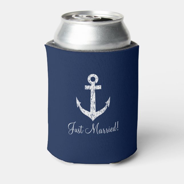 Personalised nautical anchor wedding can coolers (Can Back)
