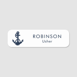 Personalised Nautical Anchor Wedding Usher Name Tag
