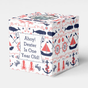 Personalised Nautical Baby One Year Old Party Favour Box