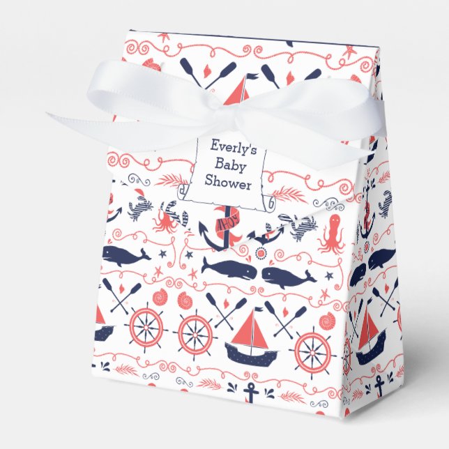 Personalised Nautical Baby Shower Favour Door Priz Favour Box (Front Side)