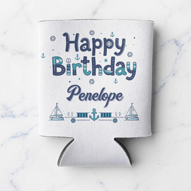 Personalised Nautical Birthday Can Cooler (Knot your average koozie.)