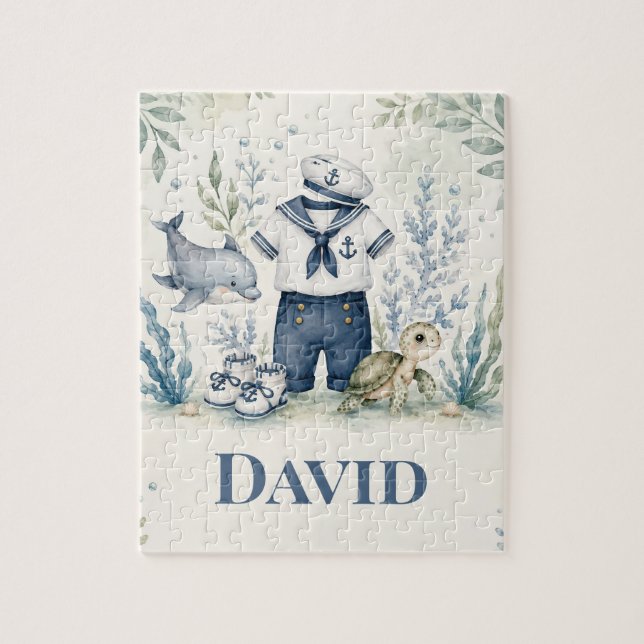 Personalised Nautical Birthday Greeting Card Jigsaw Puzzle (Vertical)