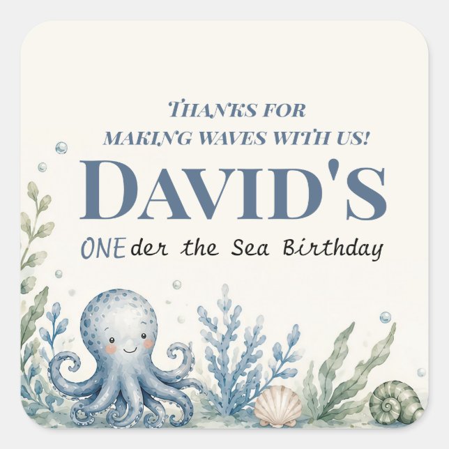 Personalised Nautical Birthday Greeting Card Square Sticker (Front)