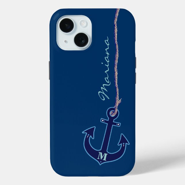 Personalised Nautical Blue Anchor Case-Mate iPhone Case (Back)