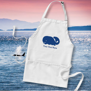 Personalised Nautical Blue Whale preppy pattern Standard Apron