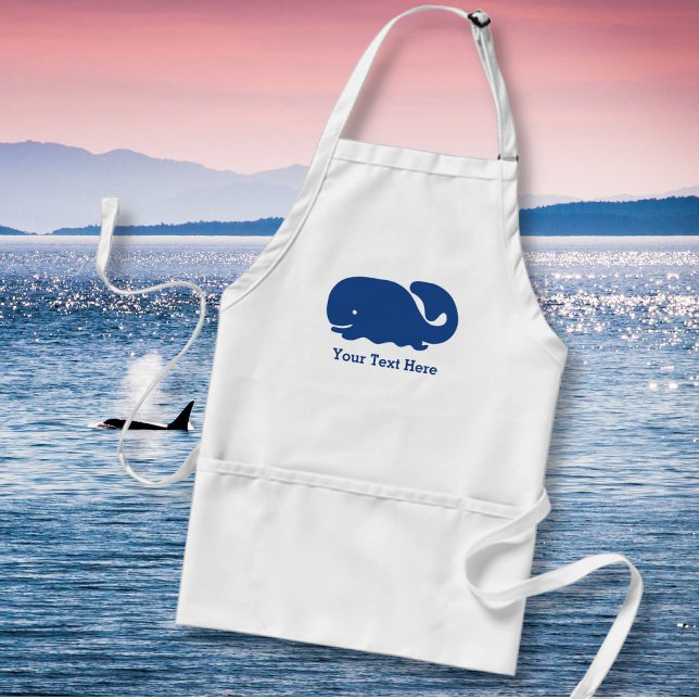Personalised Nautical Blue Whale preppy pattern Standard Apron (Creator Uploaded)