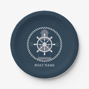 Personalised Nautical Boat Name Paper Plate