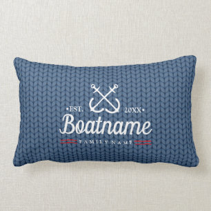Personalised Nautical Boat Name Wool pattern Lumbar Cushion