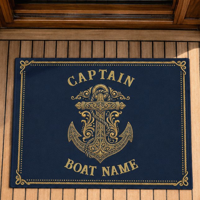Personalised Nautical Captain Boat Name Anchor     Doormat (Creator Uploaded)