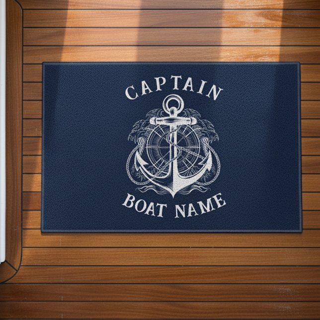 Personalised Nautical Captain Boat Name Anchor Doormat (Creator Uploaded)