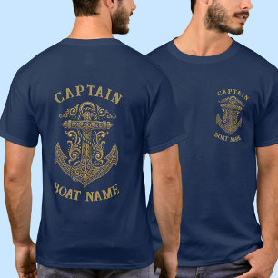 Personalised Nautical Captain Boat Name Anchor T-Shirt