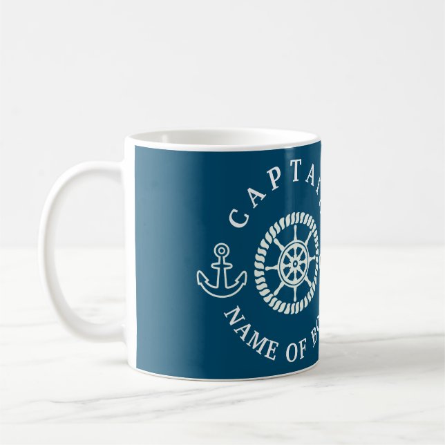 Personalised Nautical Captain/Boat Name Editable Coffee Mug (Left)