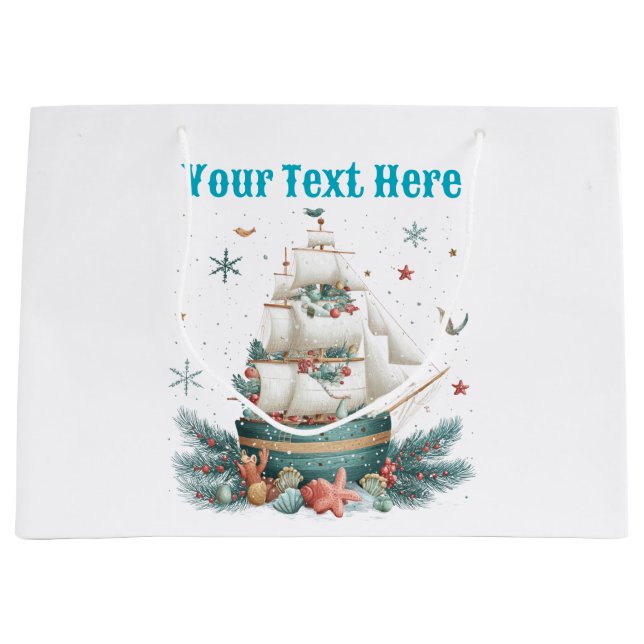 "Personalised Nautical Christmas Gift Bag – Festiv (Front)