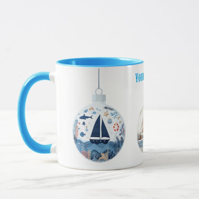 "Personalised Nautical Christmas Mug – Festive Hol (Left)