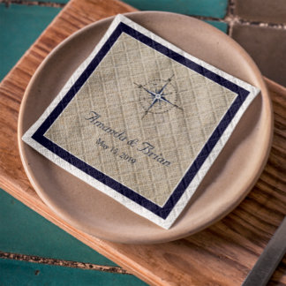 Personalised Nautical Compass Wedding Napkins