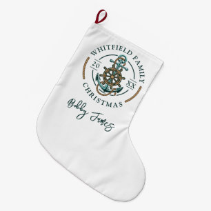 Personalised Nautical Family Christmas Holidays Large Christmas Stocking