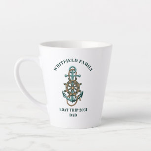 Personalised Nautical Family Reunion Boat Trip Latte Mug