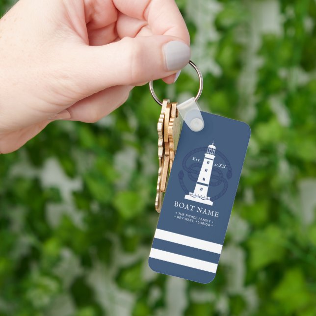 Personalised Nautical lighthouse Key Ring (Hand)