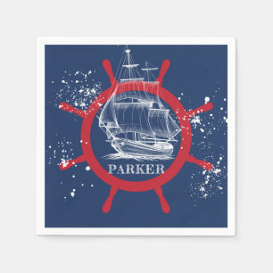 Personalised Nautical Marine Blue Napkin