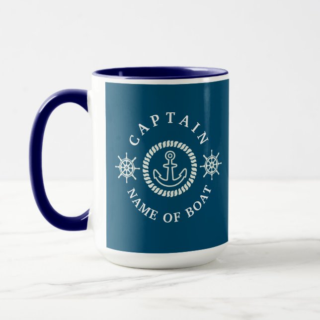 Personalised Nautical Mug Captain/Boat Names (Left)