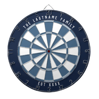 Personalised Nautical Navy Blues & Off-White Dartboard