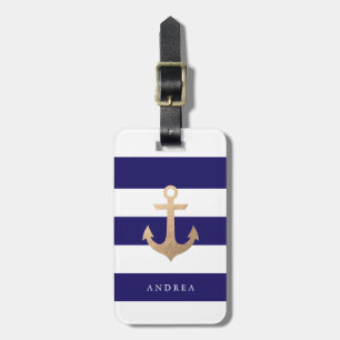 Personalised   Nautical Navy Luggage Tag
