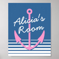 Personalised nautical nursery bedroom decor poster