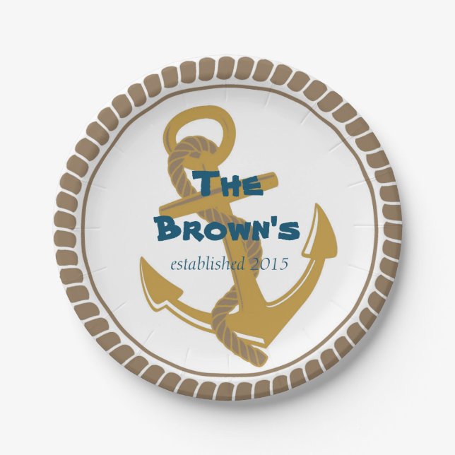 Personalised Nautical Paper Plates (Front)