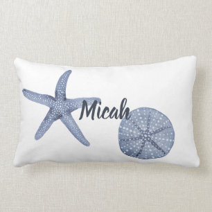 Personalised Nautical Pillow Blue Watercolor