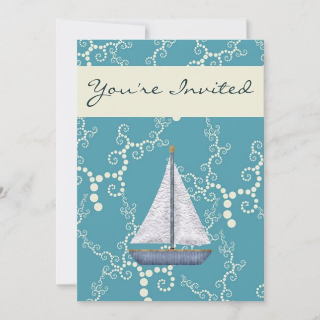 Personalised Nautical Sailboat Birthday Invitation (Front)