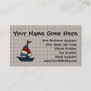 Personalised Nautical Sailboat Blue/Tan Boy's Business Card