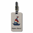 Personalised Nautical Sailboat Blue/Tan Boy's