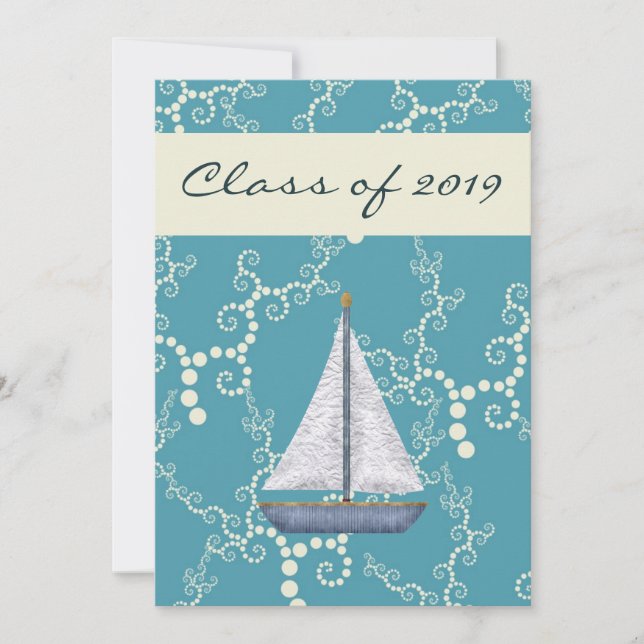 Personalised Nautical Sailboat Graduation Invite (Front)