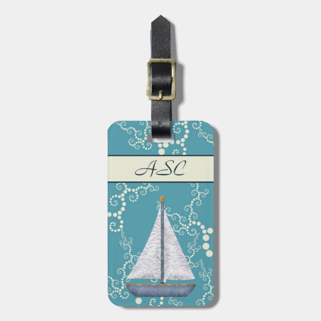 Personalised Nautical Sailboat Luggage Tag (Front Vertical)