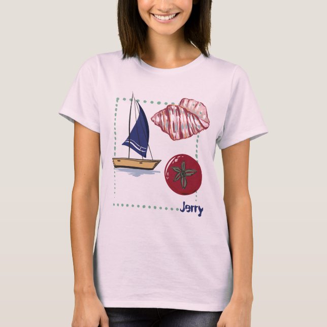 Personalised Nautical Seashell & Tomato T-Shirt (Front)