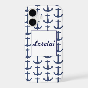 Personalised Nautical Theme Anchor Navy Phone Case