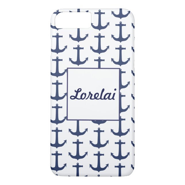 Personalised Nautical Theme Anchor Navy Phone Case (Back)
