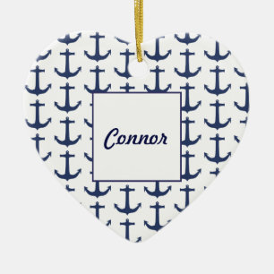 Personalised Nautical Theme heart Ornament
