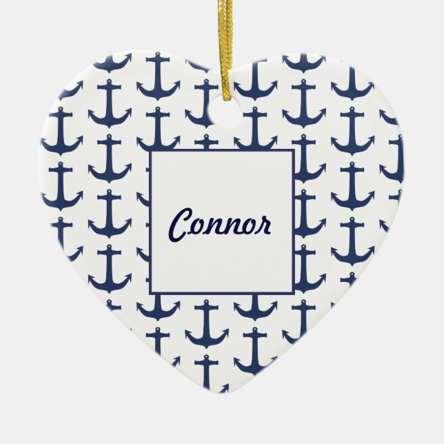 Personalised Nautical Theme heart Ornament (Front)