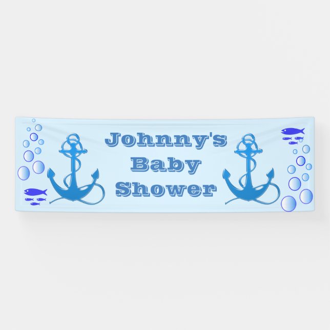 Personalised Nautical Themed Baby Shower Banner (Horizontal)
