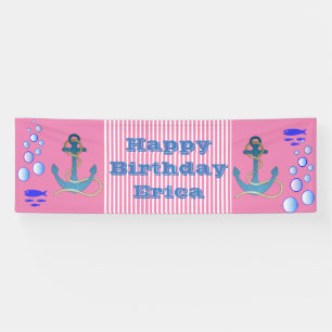 Personalised Nautical Themed Happy Birthday Banner