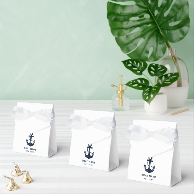 Personalised Nautical Vessel Navy & White Favour Box (Multiple)