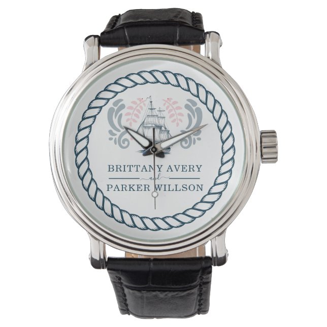 Personalised Nautical Wedding Boat Watch (Front)