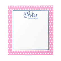 Personalised Navy and Pink Polka Dot Notepad