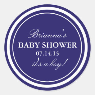 Personalised Navy Baby Shower Stickers