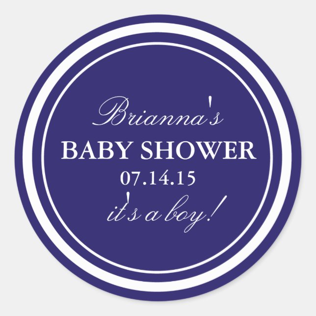 Personalised | Navy Baby Shower Stickers (Front)