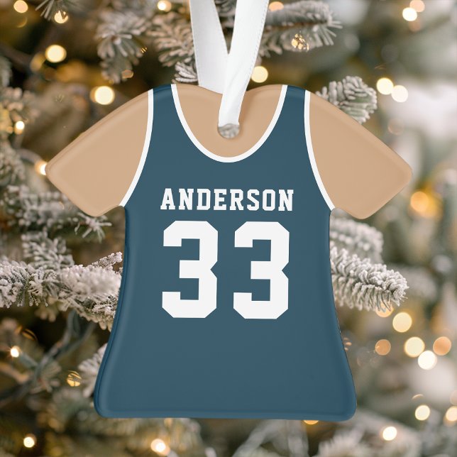 Personalised Navy Basketball Jersey Ornament (Creator Uploaded)