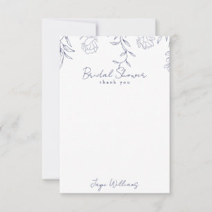 Personalised Navy BlankBridal Shower Thank you Card