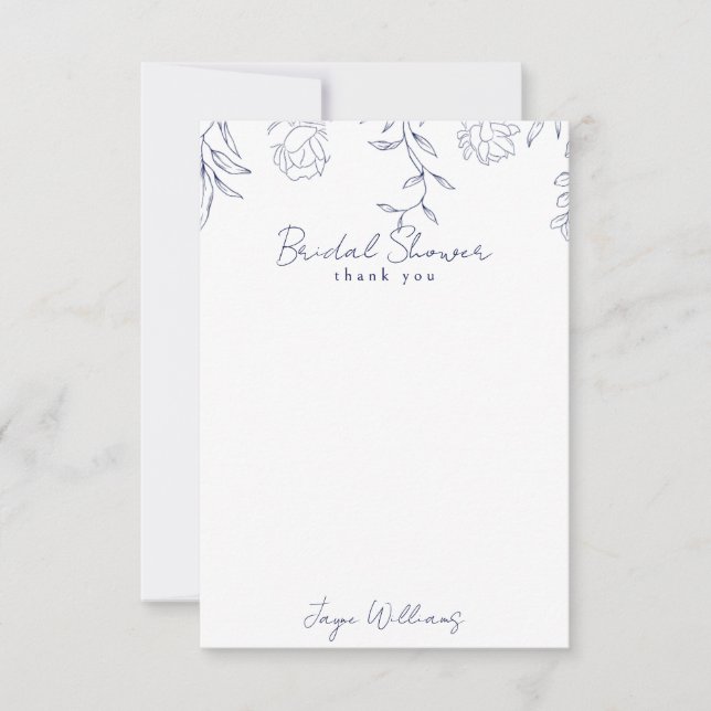 Personalised Navy BlankBridal Shower Thank you Card (Front)