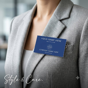 Personalised Navy Blue 3" X 1.5" Rectangle Name Tag